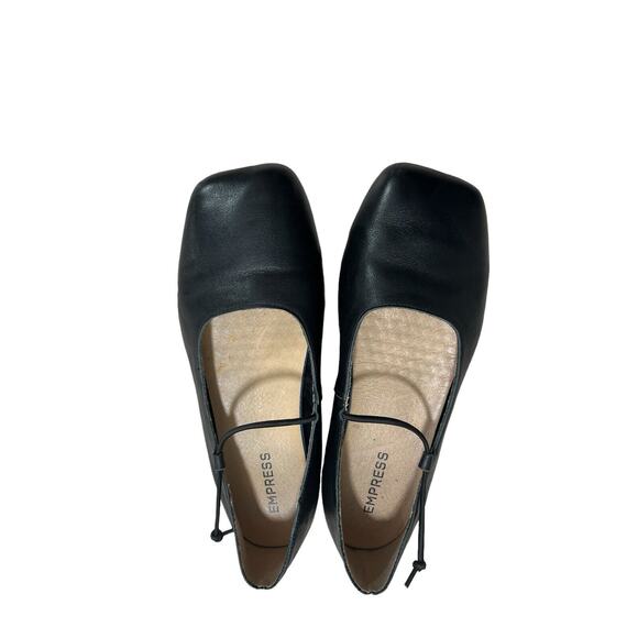 Empress Women's Size EU 42 US 10 Square Toe Ballet Flat Black Leather Slip On - Picture 2 of 9